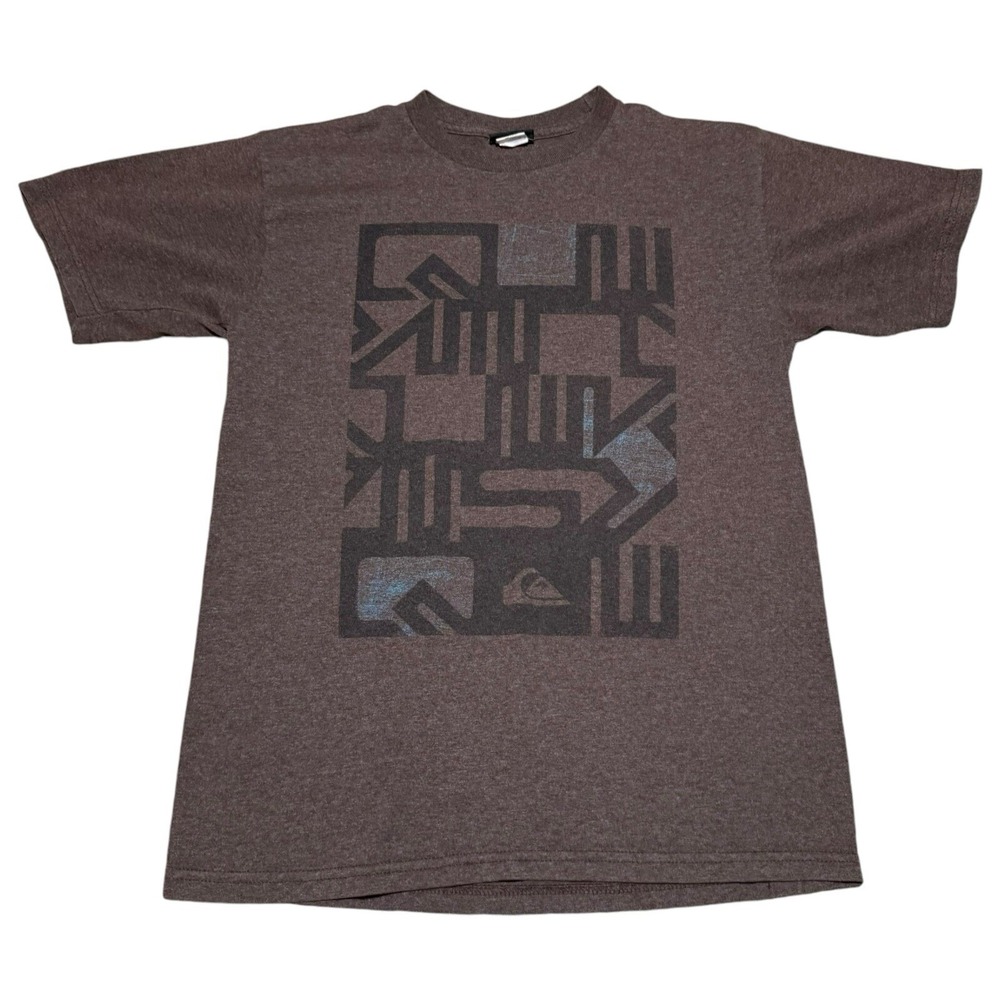 Quiksilver Y2K Skating Logo Brown Spell Out Shirt Youth Large